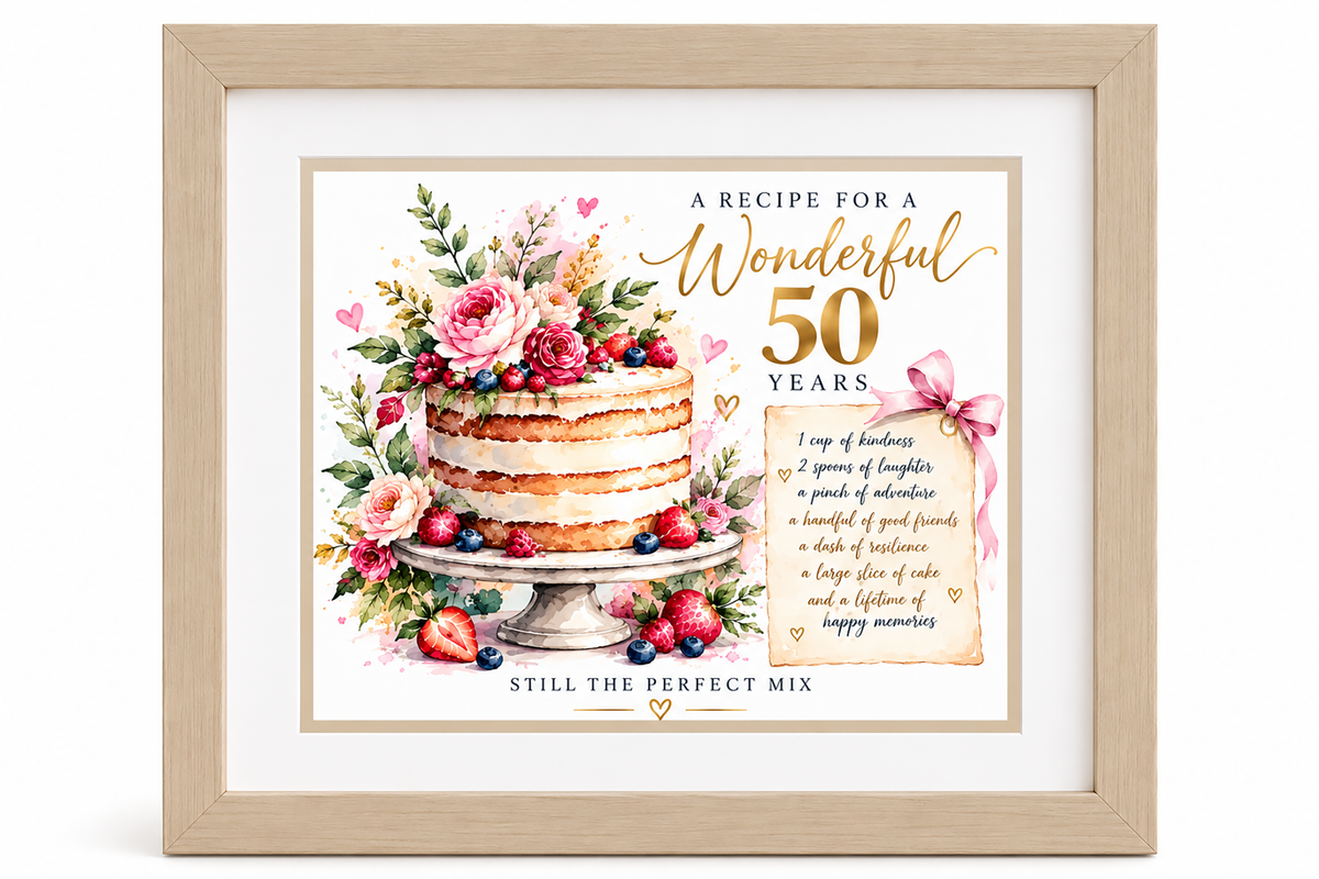 A Recipe for a Wonderful Birthday – Personalised Age Framed Print