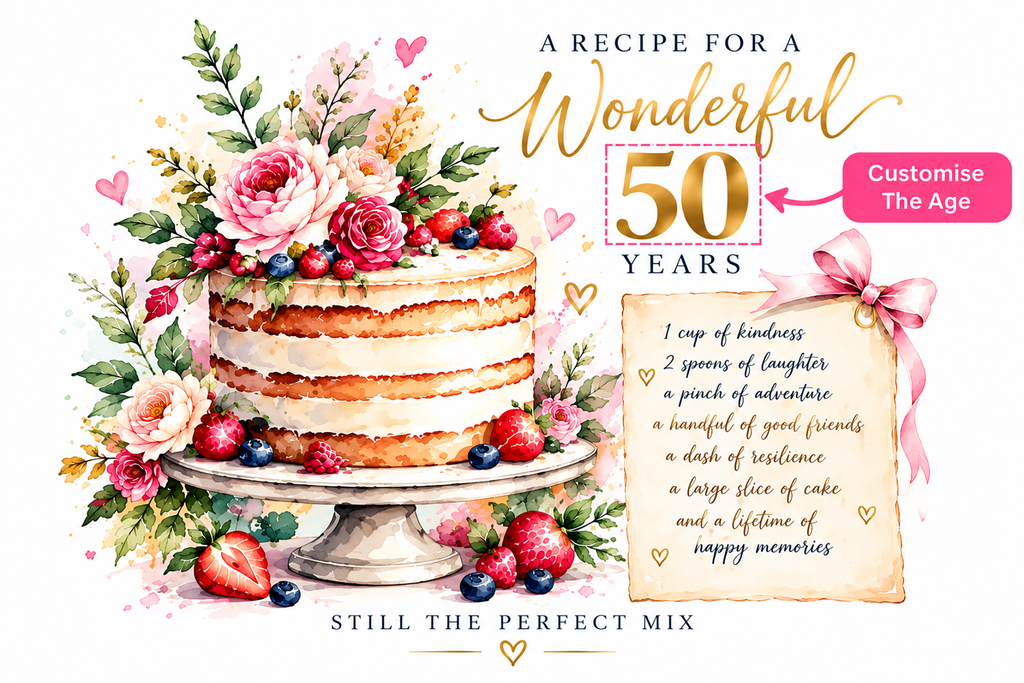 A Recipe for a Wonderful Birthday – Personalised Age Framed Print