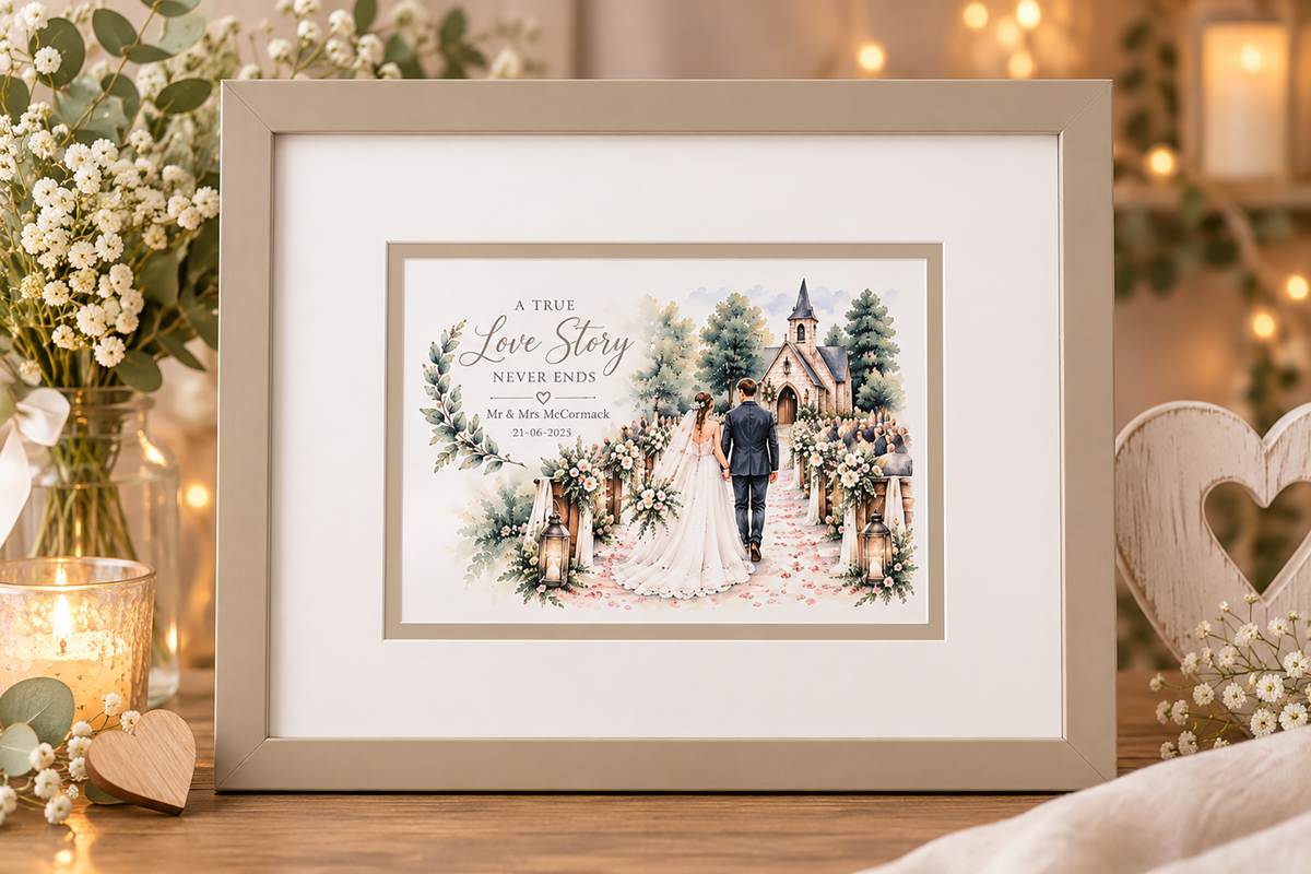 A True Love Story – Personalised Wedding Framed Print