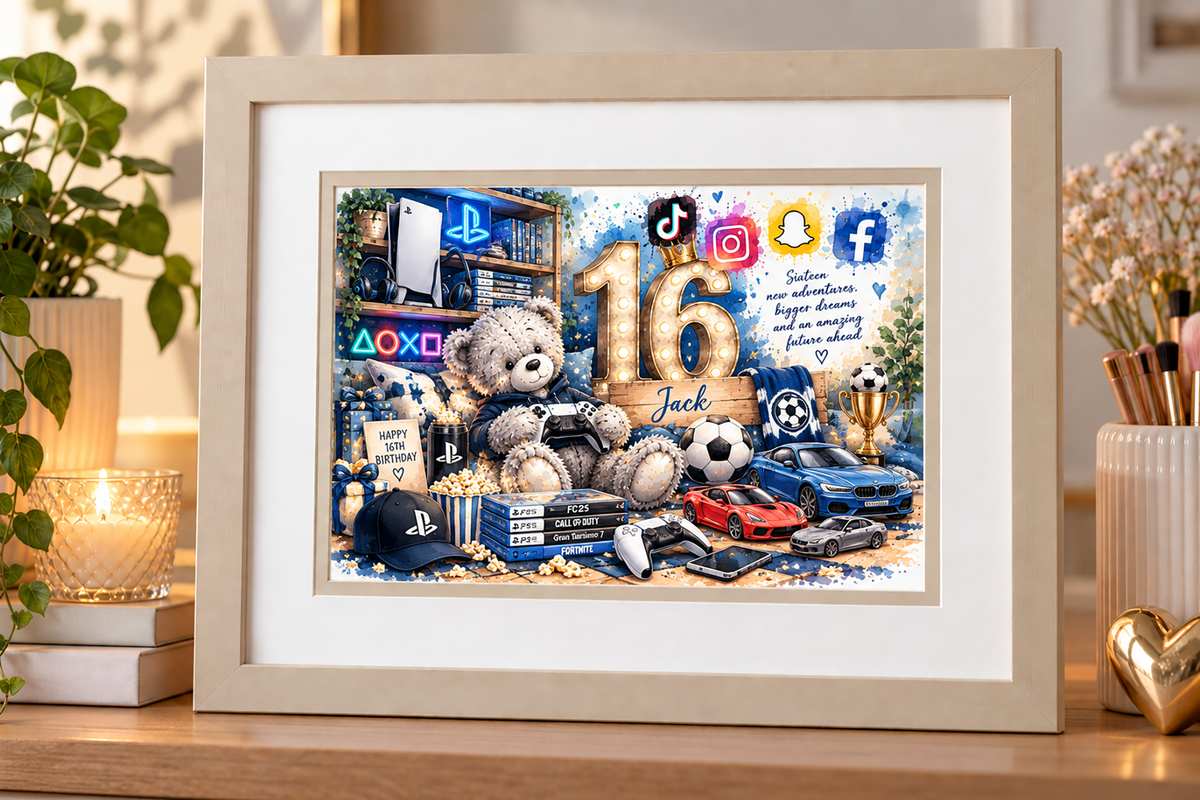 Personalised Birthday Interests Print – Name, Age & 5 Favourite Things