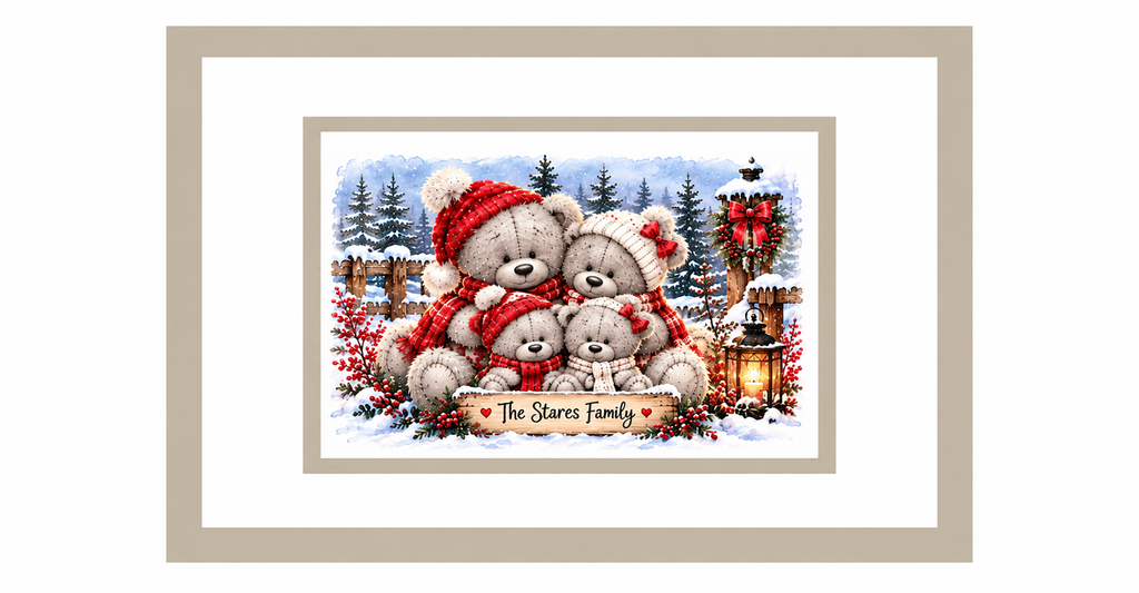 Personalised Family Christmas Teddy Print – Our Christmas Family