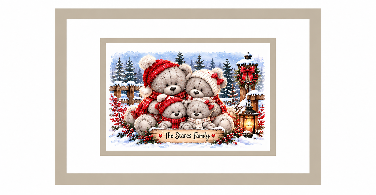 Personalised Family Christmas Teddy Print – Our Christmas Family