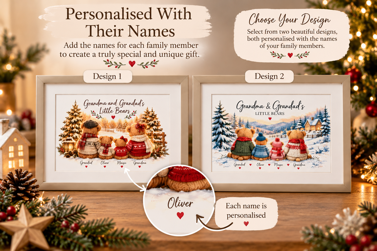 Personalised Grandma & Grandad’s Little Bears Christmas Print