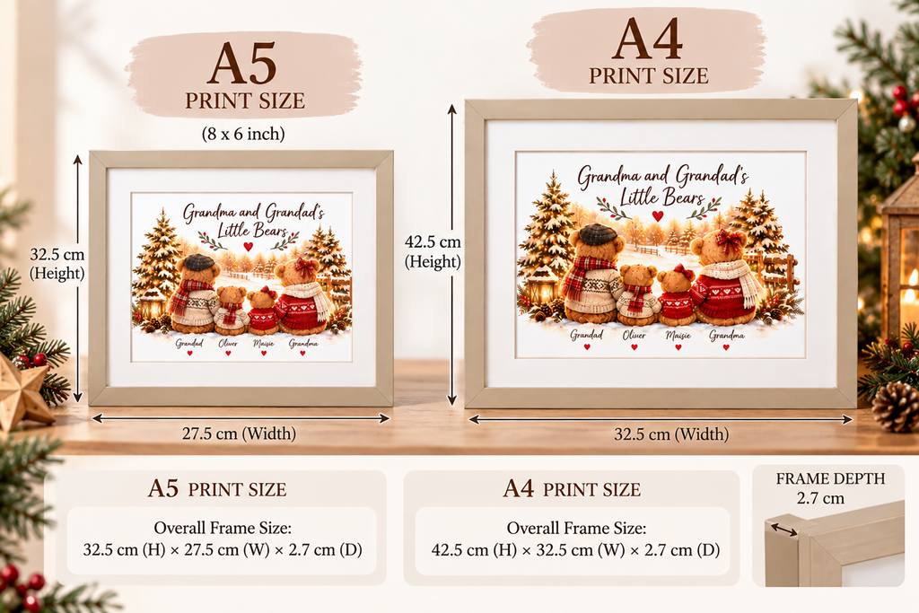 Personalised Grandma & Grandad’s Little Bears Christmas Print