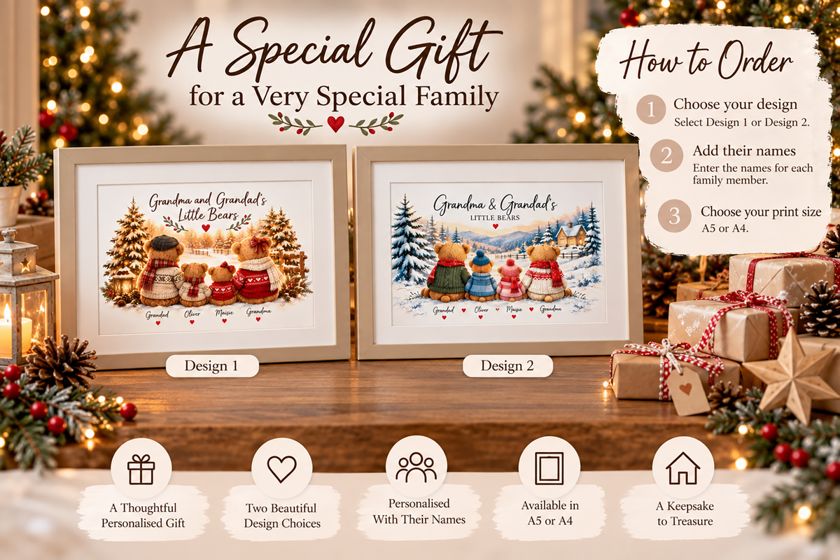 Personalised Grandma & Grandad’s Little Bears Christmas Print