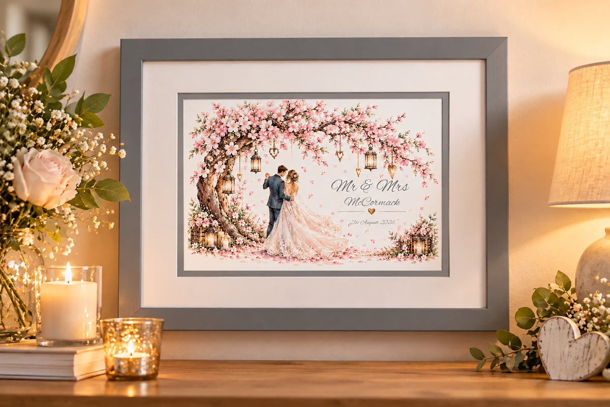 Under the Blossom Tree – Personalised Wedding Framed Print
