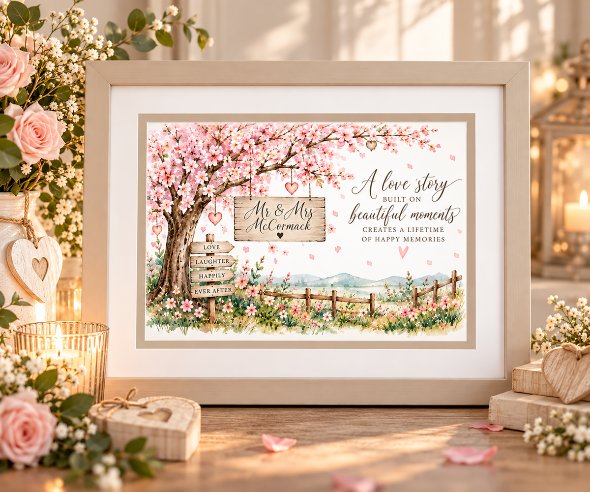 A love story built on beautiful moments – Personalised Wedding Framed Print