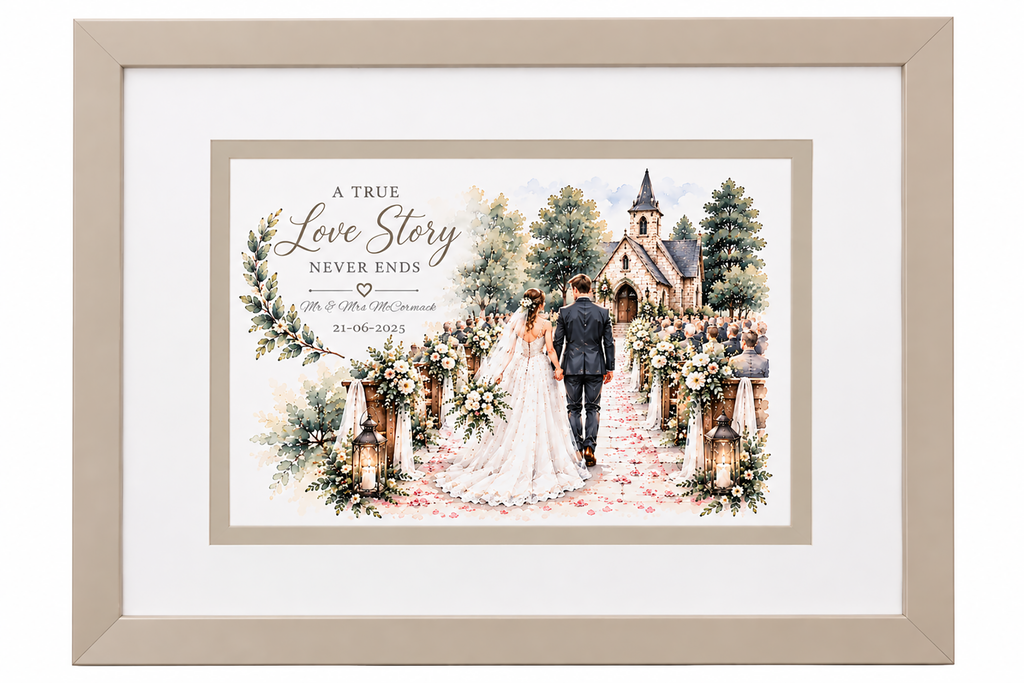 A True Love Story – Personalised Wedding Framed Print