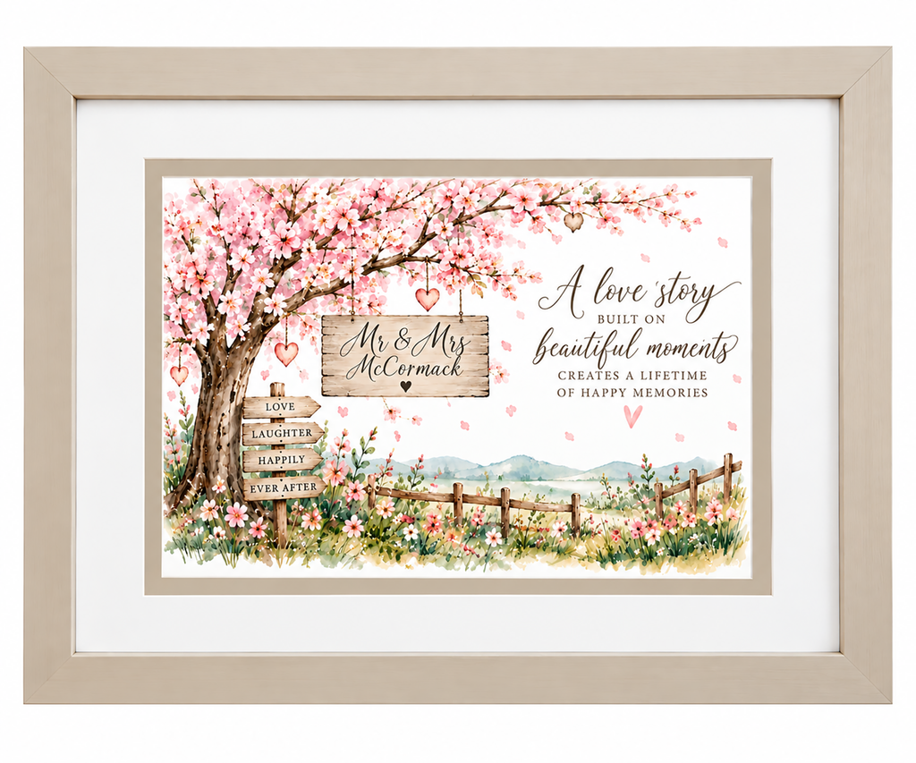 A love story built on beautiful moments – Personalised Wedding Framed Print