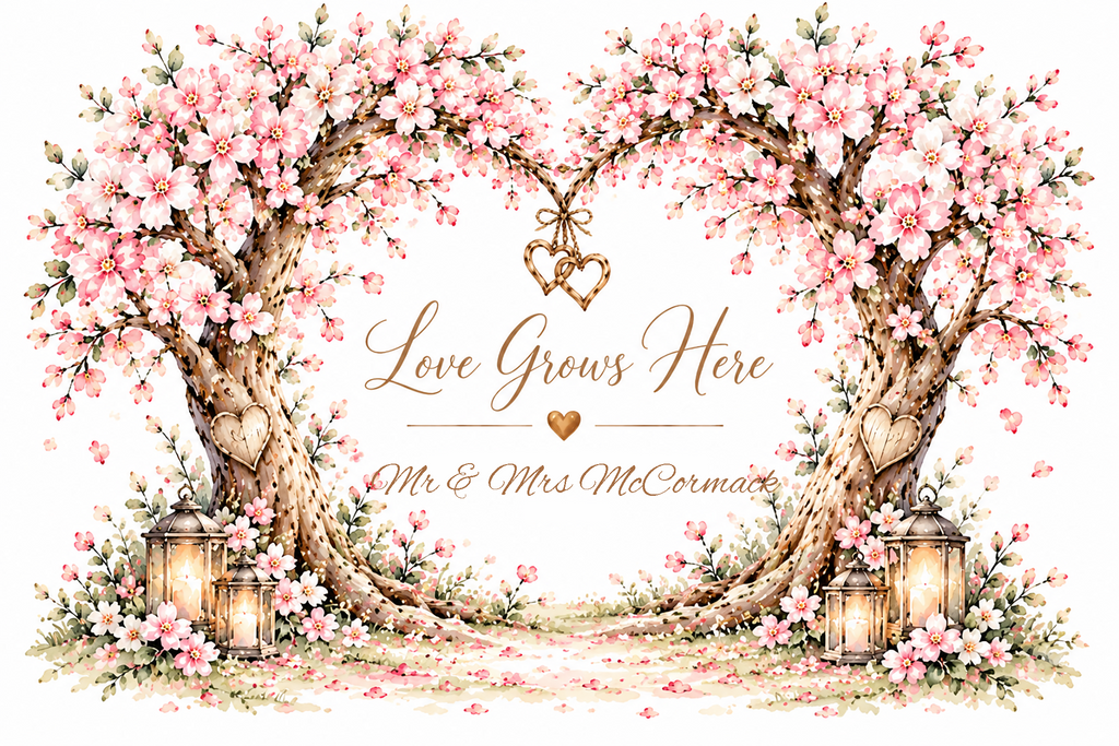 Love Grows Here – Personalised Wedding Framed Print