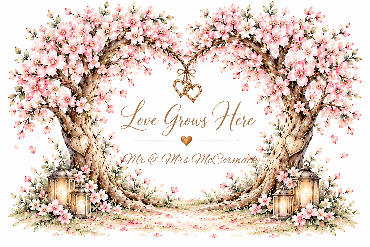 Love Grows Here – Personalised Wedding Framed Print