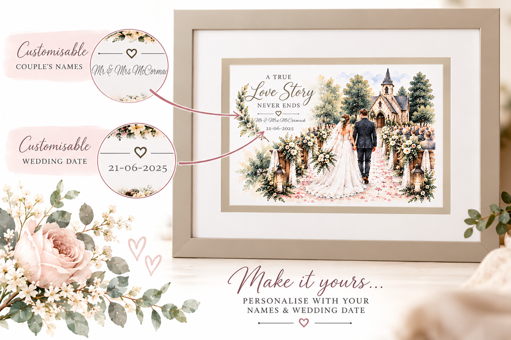 A True Love Story – Personalised Wedding Framed Print