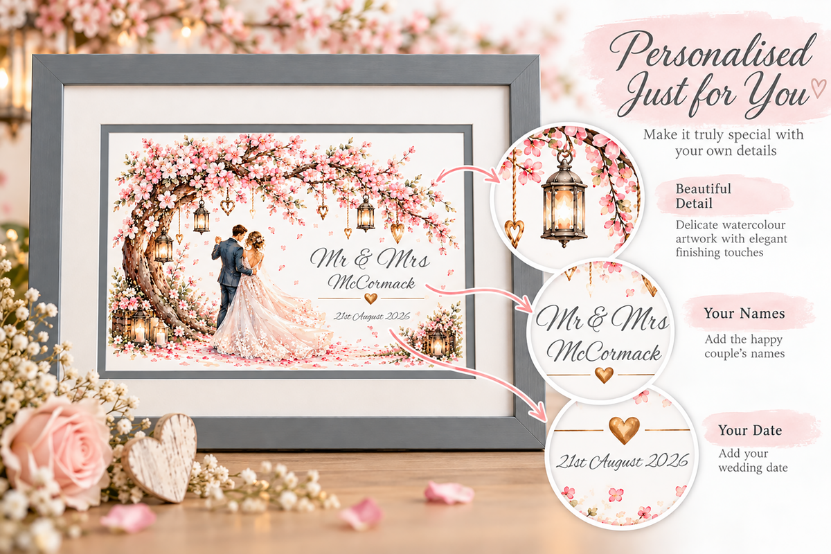 Under the Blossom Tree – Personalised Wedding Framed Print