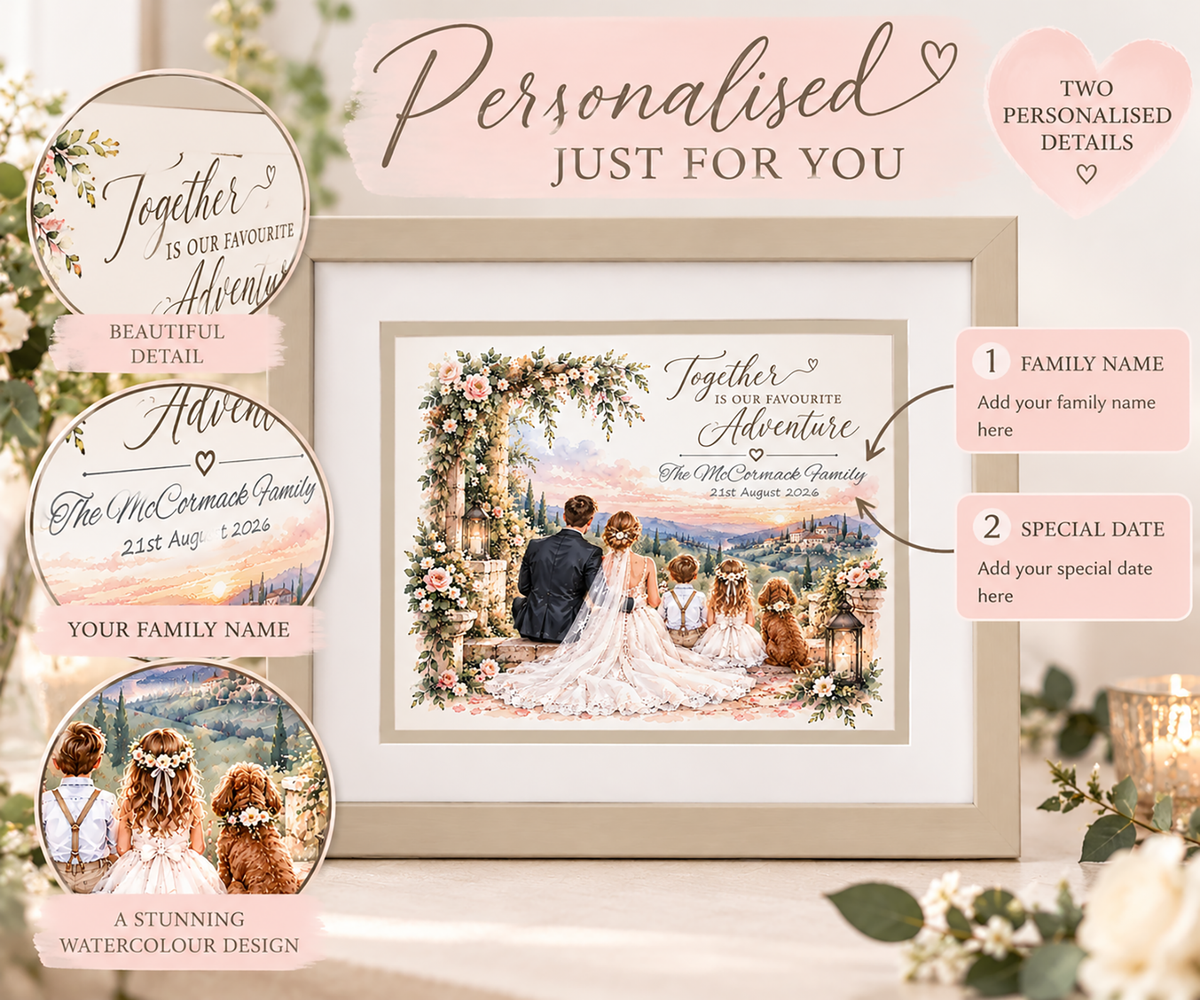 Together is our Adventure – Personalised Wedding Framed Print