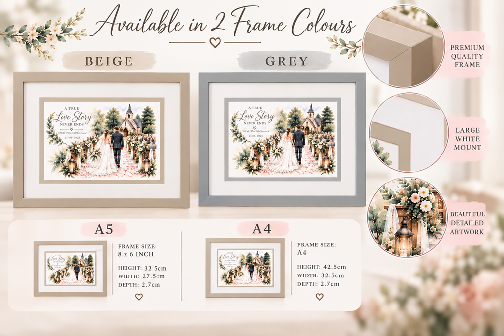 A love story built on beautiful moments – Personalised Wedding Framed Print