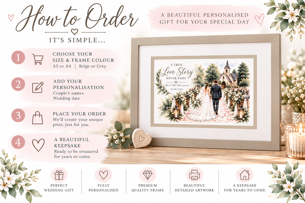 A love story built on beautiful moments – Personalised Wedding Framed Print