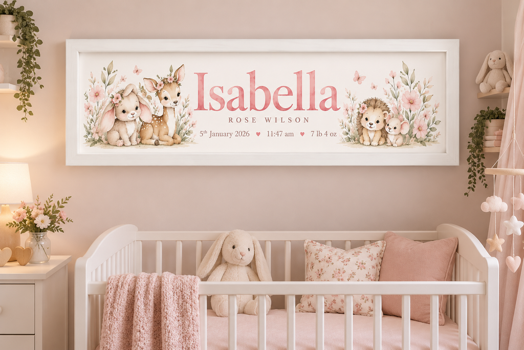 Personalised Baby Birth Details Nursery Print
