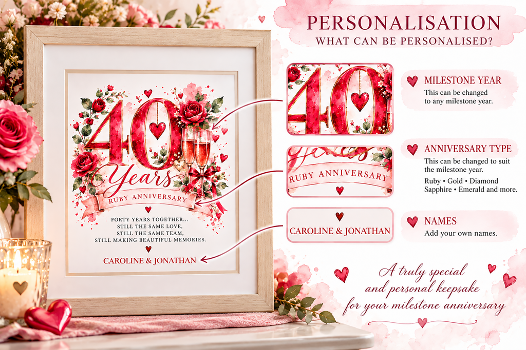 Personalised Milestone Anniversary Framed Print