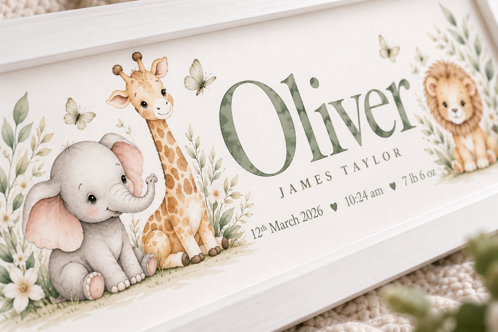 Personalised Baby Birth Details Nursery Print