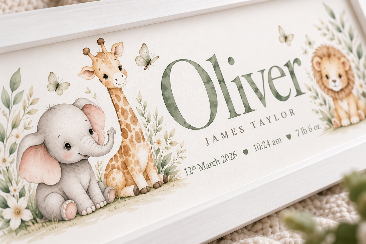 Personalised Baby Birth Details Nursery Print