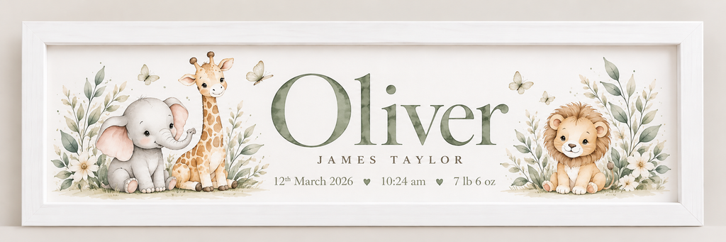 Personalised Baby Birth Details Nursery Print