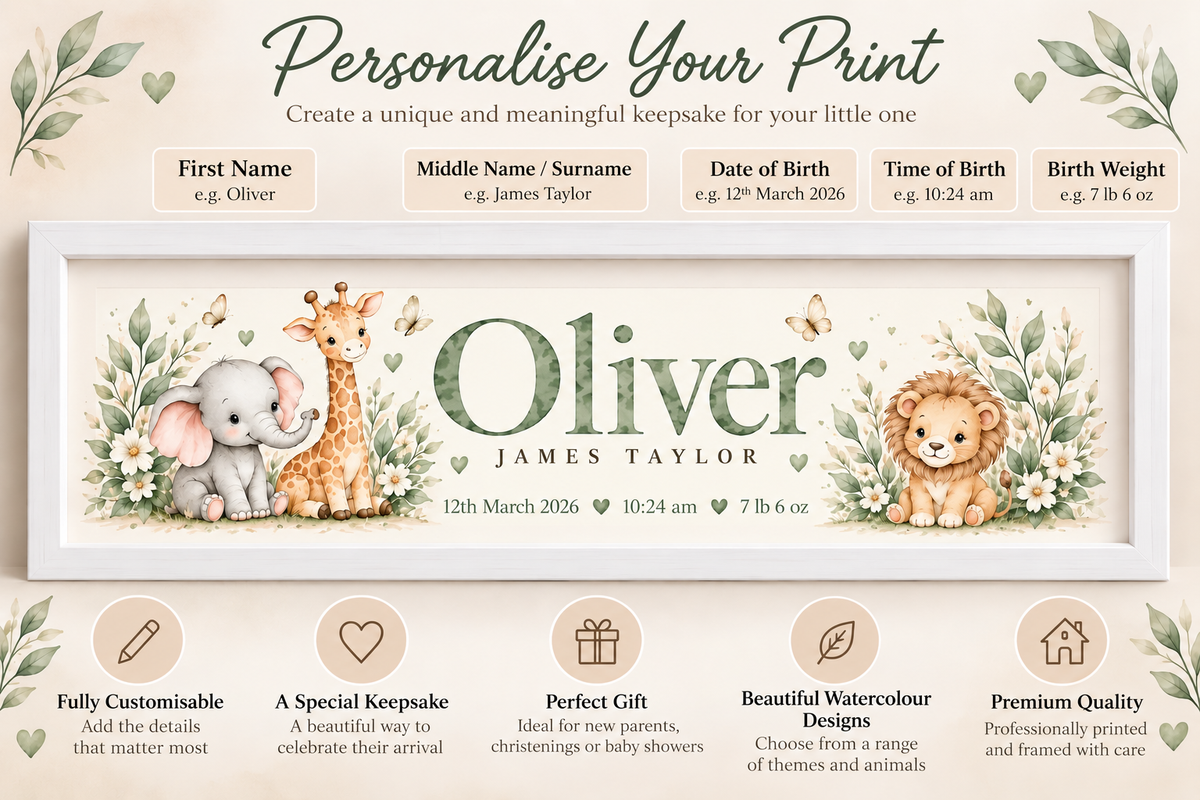 Personalised Baby Birth Details Nursery Print