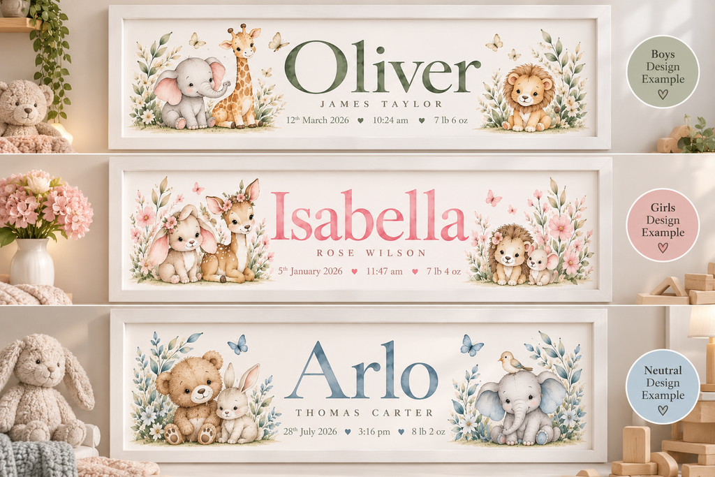 Personalised Baby Birth Details Nursery Print