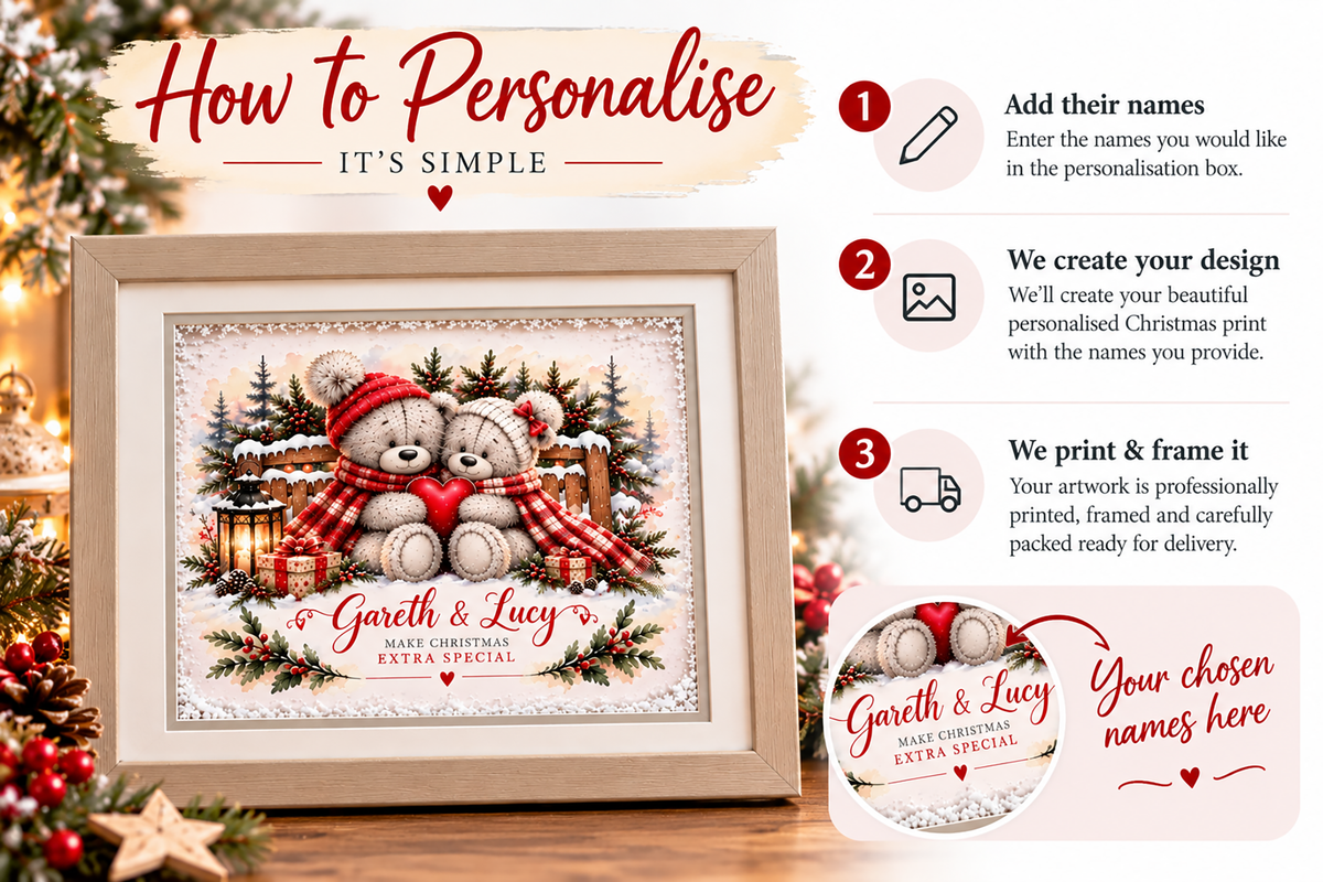 Personalised Christmas Couple Teddy Frame – Our Christmas Together